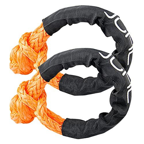 JCHL Soft Shackle Synthetic Road Recovery Rope 1/2' X 23 Inch 56000LBS Breaking Strength Tow Shackles for Sailing SUV Off Road Towing ATV Recovery 2 Pack