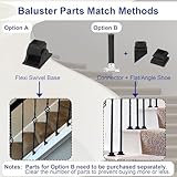 Sidasu 30 Pack Iron Balusters Stair Spindles Hollow Single Basket Black Iron Spindles Double Twist 1/2" Square Metal Balusters with Iron Baluster Swivel Shoes 180 Degree Adjustable Direction