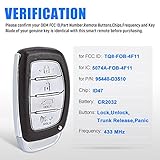 Keymall Car Smart Key Fob Keyless Entry Remote Control Replacement for Hyundai Tucson 2018 2019 2020 2021 433MHz 47Chip(FCC ID:TQ8-FOB-4F11 P/N:95440-D3510) 4 Buttons