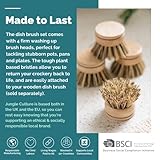 Jungle Culture Firm Bristle Replacement Brush Heads for Eco Dish Brushes • Wooden Kitchen Washing Up Brush Heads Pack of 4 • Interchangeable Bristle Refills • Dish Scrubbers • Zero Waste Cleaning