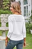 GRACE KARIN Women's Cropped Cardigan 3/4 Sleeve Lightweight Crochet Shrug Hollowed-Out Knit Sweater Tops Bright White L