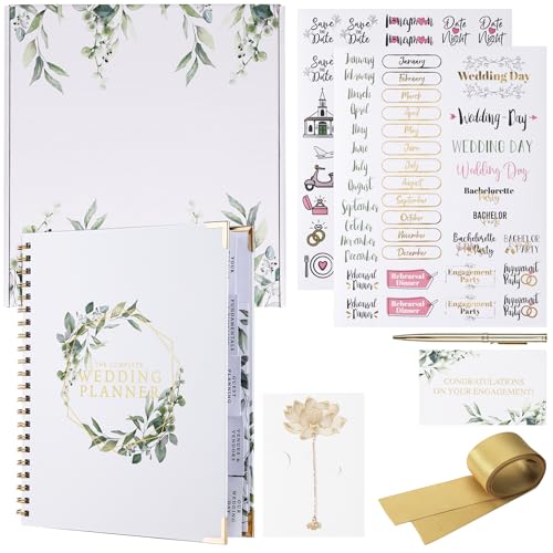 Your Perfect Day Wedding Planner and Organizer Set - Includes Calendars and Checklists Plus Stickers and Gold Pen - Bride to Be Planning Book Binder - Engagement or Shower Gifts