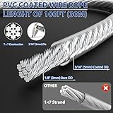 hannger 3/16" Wire Rope Kit, 100 Ft PVC Coated Steel Cable w/ 7×7 Strand Core, Stainless Steel Turnbuckle Wire Tensioner Kit for Decking Stair Railing, Shade Sail, String Light Hanging, Clothes Line