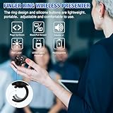 Rechargeable 2-in-1 USB Type C Wireless Presentation Clicker, Finger Ring Clicker Powerpoint Clicker with Red Light & Volume Control, Wireless Presenter Remote Pointer for Slide MAC Computer PC Laptop