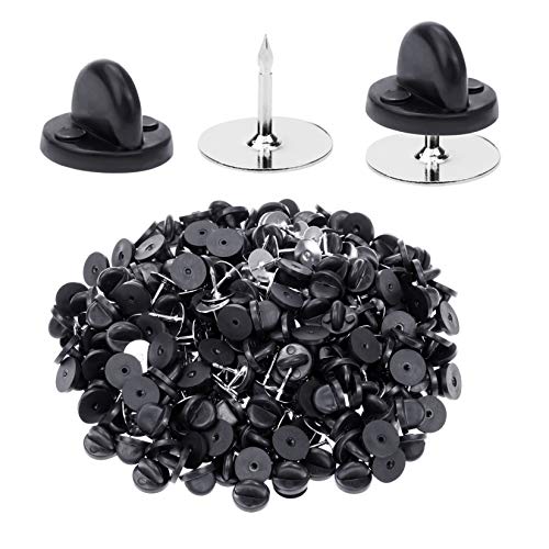 400pcs PVC Rubber Pin Backs Butterfly Clutch Pin Tie Tacks Blank for Uniform Badges Backing Holder Clasp Lapel Enamel (200 Sets)