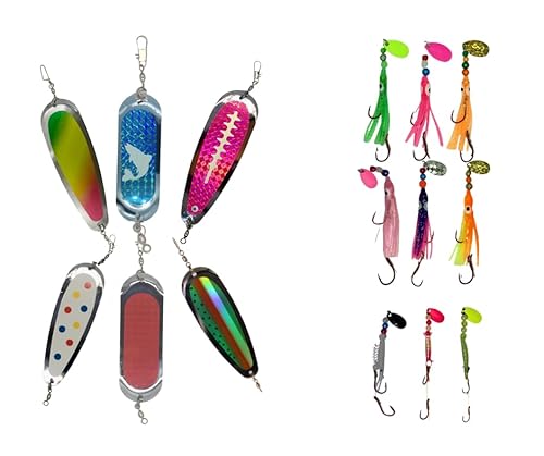 KOKOPROS Kokanee Salmon Fishing Kit - Dodgers, Flashers, Hoochies, Shrimp Lures - Multicolor, Plastic & Metal Construction