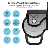 Chefman Double Waffle Maker, 2 at a Time 6-Inch Belgian Waffle Maker with Mess Free Moat and 7 Shade Settings Temp Control, Electric Non Stick Waffle Iron Griddle, Hashbrowns, Keto Chaffle Maker