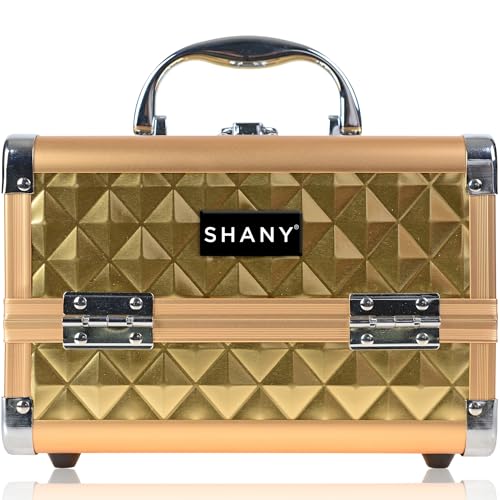 SHANY Chic Makeup Train Case Cosmetic Box Portable Makeup Case Cosmetics Beauty Organizer Jewelry storage with Locks, Multi trays Makeup Storage Box with Makeup Mirror - Golden House