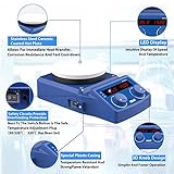 FOUR E'S SCIENTIFIC 5 inch Magnetic Stirrer Hot Plate with Temp Probe Holder Ceramic Coated Lab Stirrers 280°C/ 536°F 100-1500RPM Max 5L Stirring Capacity 110V 600W