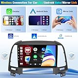 8 Core Android 13(4G+64G) Car Stereo for Hyundai Santa Fe 2006-2012 Radio,Wireless Carplay&Android Auto, 9" IPS Touchscreen 1280 * 720 DSP Auto Radio GPS Bluetooth FM/RDS 32EQ WiFi SWC+Backup Cam&Mic