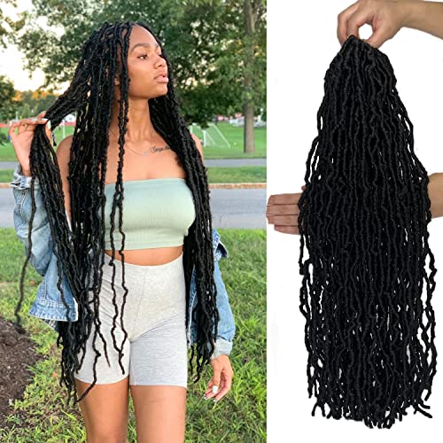 Faux Locs 7 Packs Soft Locs 28 Inch Faux Locs Crochet Hair for Black Women Butterfly Locs New Locs Crochet Curly Braiding Hair Extension (28 Inch (Pack of 7), 1B)