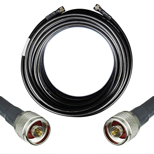 Bolton400 50-ohm N-Male to N-Male Black Coax Cable - Low Loss Coaxial LMR®400 Equivalent (60ft N-Male to N-Male)