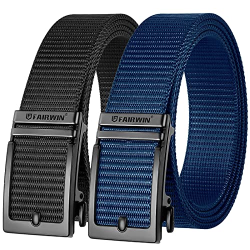 FAIRWIN Mens Belts Casual 2 Pack Ratchet Belts for Jeans Adjustable Belts for Men Western Cloth Golf Canvas Belts for Men