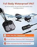 Vantrue F1 Motorcycle 4K Front and Rear Dash Cam, 4K + 1080P Motorcycle Camera, GPS, Full Body Waterproof, Wi-Fi, 160°Wide Angle, Enhanced Night Vision, G-Sensor, Parking Mode, Support 512GB Max