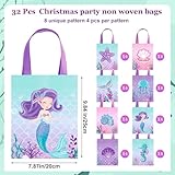 Photect 32 Pcs Mermaid Party Favor Bags Under the Sea Party Goodie Bags Marine Sea Animals Treat Bags Reusable Mermaid Theme Non Woven Tote Bags for Girls Birthday Ocean Party Baby Shower Supplies