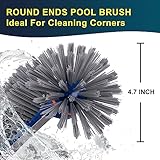 POOLAZA Pool Brush,360 Degree Pool Brush Head for Inground Pools/Above-Ground Pool,Heavy Duty Pool Brushes for Cleaning Pool Walls/Floors, Pool Scrub Brush with Premium Bristle& Aluminum Handle&Back