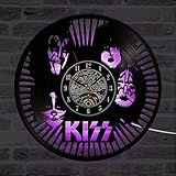 Kus Rock Band Record Clock Gift for KISS Fans Creative Wall Clock Vinyl Record Material Classical CD Wall Art Clock