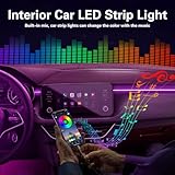 Interior Car Lights with Wireless APP & Remote Control, 9 in 1 RGB Car Ambient Lighting Kit with 4 Under Dash Lights & 5 Fiber Optic LED Strips, Sync to Music Inside Car Accessories