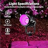 SUNVIE 12 Pack RGBW Color Changing Landscape Lights with 300W Low Voltage Landscape Transformer 12-24V LED Landscape Lighting Kit Waterproof Multicolor Spotlights for Christmas House Yard Tree Garden