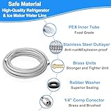 Refrigerator water line - 25 FT Premium Stainless Steel Braided Ice Maker Water Hose,Food grade PEX Inner Tube Fridge Water Line with 1/4" Fittings for Refrigerator Ice Maker