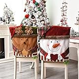 IUIBMI 6 PCS Christmas Chair Covers, Christmas Dinner Table Chair Slipcovers 3D Santa Claus & Snowman Christmas Chair Back Cover for Xmas Home Kitchen Holiday Festival Party Decor