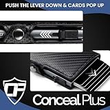 Card Blocr Pop Up Credit Card Wallet, RFID Blocking Credit Card Holder for men, Compact Card Holder Wallet for Secure Storage (Carbon Fiber Style Black & Titanium)