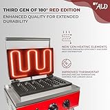 ALDKitchen Waffle Dog Maker | Corn Dog Maker with Red Panel for Business | Stainless Steel | Waffles on a Stick | 110V (6 Waffles)