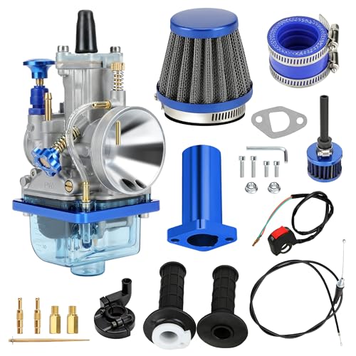 HIAORS PWK 24mm Carburetor Throttle Cable Main Jets Kit for 212 Predator 196cc 6.5HP Coleman CT200U BT200X Mini Bike CT200U-EX Baja MB200 KT196 Go Kart GX160 OHV Clone Engine Parts (Blue)