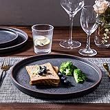 LERATIO Dinner Plates,Ceramic Dinner Plates Set of 6,10.75 inch Large ceramic plates,Modern Shape Dinnerware Dishes Set for Kitchen, Microwave & Dishwasher & Oven Safe-Coffee Rim