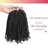 The BOHOBABE Crochet Passion Twist Hair Pretwisted 10 Inch Short Pre-looped Passion Twist Crochet Braiding Hair 8 Packs Natural Black Women Crochet Braids (1B)