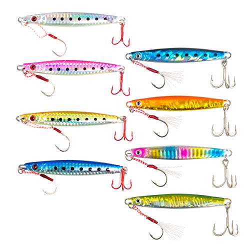 オルルド釣具 orurudo 8pcs 2.82oz (80gram) Jig Saltwater Fishing Lure Metal jigs F Long Cast Jigging Major Color & Center Weight Balance Edition (A&B Color Set) qb100143c04n0