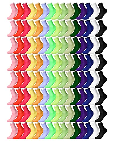 JaGely 60 Pairs Women's Crew Socks Bulk Homeless Operation Christmas Solid Color Cotton Colorful Athletic Stretch Slouch Sock