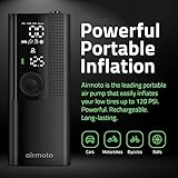 Airmoto Tire Inflator Portable Air Compressor - Air Pump For Car Tires with Digital Pressure Gauge, LED Light and Auto Shut-Off Function - Cordless Pump for Car, Motorcycle, Bicycle, Balls and More