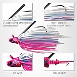 Pristis 3 pcs Swim Jigs with Weed Guard & Silicone Skirt, Durable Weedless Fishing Lures for Freshwater Saltwater, Unique Shape Flipping Skirted Jig Head, Vibrating Swimming Spinner Bait for Bass