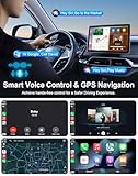 Oscio Portable Carplay Screen for Car, 9" Wireless Carplay Android Auto Screen with 4K Dash Cam & 1080P Backup Camera, Car Play Stereo with Voice Control & GPS Navigation, Mirror Link, BT/FM/AUX