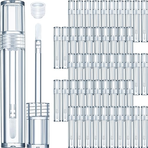 Hsei 100 Pcs Empty Lip Gloss Tubes Bulk Heavy Duty Gloss Tubes with Wand Clear Lips Balm Containers Refillable Cosmetic Bottles with Rubber Stoppers for Eyelash Growth Liquid DIY Makeup Girls (5 ml)