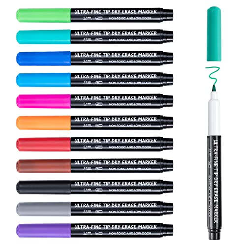maxtek Dry Erase Markers, 0.7mm Ultra Fine Tip, Low Odor, 12 Count
