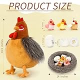 BENINY Egg Laying Hen Chicken Stuffed Animal Plush Toys, Stuffed Chicken with Little Baby Chicks and Coop, Chicken Toys for Kids, Hit of Christmas Farm Party