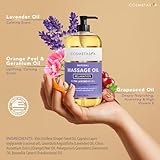 Lavender Relaxation Massage Oil with Massage Roller Ball - No Stain 100% Natural Blend of Spa Quality Oils for Calming, Aromatic, Soothing Massage Therapy - Perfect Valentines Day Gift