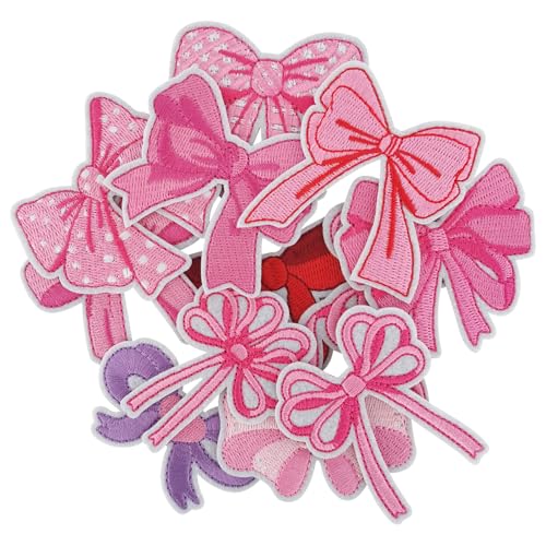 Harsgs Bow Iron on Patches, Embroidered Iron on/Sew on Patches Girls Bow Ties Applique for Clothes, Dress, Hat, Jeans, DIY Accessories