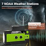 Emergency Crank Weather Radio, 4000mAh Solar Hand Crank Portable AM/FM/NOAA, with 1W 3 Mode Flashlight & Motion Sensor Reading Lamp, Cell Phone Charger, SOS for Home and Emergency Green