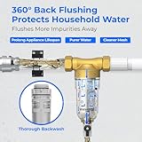 Waterdrop Spin Down Sediment Filter, Backwash Whole House Water Filter System for Well Water, 40-50 Micron, 1" MNPT + 3/4" FNPT + 3/4" MNPT, Traps Sand, BPA Free, WD-RPFK