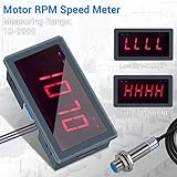 Digital LED Tachometer, Icstation RPM Speed Meter AC 110V 220V Digital Motor Tachometer with Hall Proximity Switch Sensor NPN for Lathes, Conveyor Belts, Quality Inspection Machines