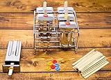 Ecozoi Stainless Steel Popsicle Molds and Rack - 6 Square Ice Pop Makers + 30 Reusable Bamboo Sticks + 12 Silicone Seals + 1 Cleaning Brush +1 Rack