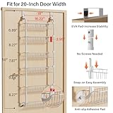 Delamu Over the Door Pantry Organizer, 6-Tier Pantry Organizers and Storage, Metal Cabinet Door Organizer, Hanging Spice Rack Shelves for Home & Kitchen, D5 x W18 x H50 inch, White