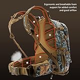 BASSDASH Hunting Backpack with Bow/Rifle Holder Removable Waist Belt Rain Cover Camo Water Resistant 44L