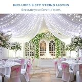 Wish Care White Ceiling Drapes with Lights String for Weddings, 6 Panels 5ftx10ft Sheer Tulle Curtain Drapes for Wedding Ceremony Birthday Party Arch Decoration