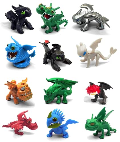 Toysvill Dragons HTTYD (Set of 12 pcs), Night Fury (Toothless), Action Figures, Cake Toppers Figurines, Toys Gift Figure Toy