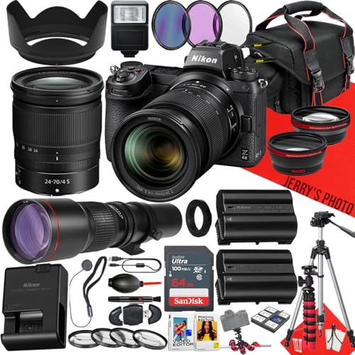 Nikon Z6 II Mirrorless Camera with NIKKOR Z 24-70mm f/4 S and 500mm f/8.0 Telephoto Lens + 64 GB Memory + Extra Battery + Filters + Tripod + More (37pc Bundle)