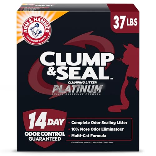 ARM & HAMMER Clump & Seal Platinum, Complete Odor Sealing Clumping Cat Litter, Multi-Cat, 14-Day Odor Control, Online Exclusive Formula, 37 Lbs